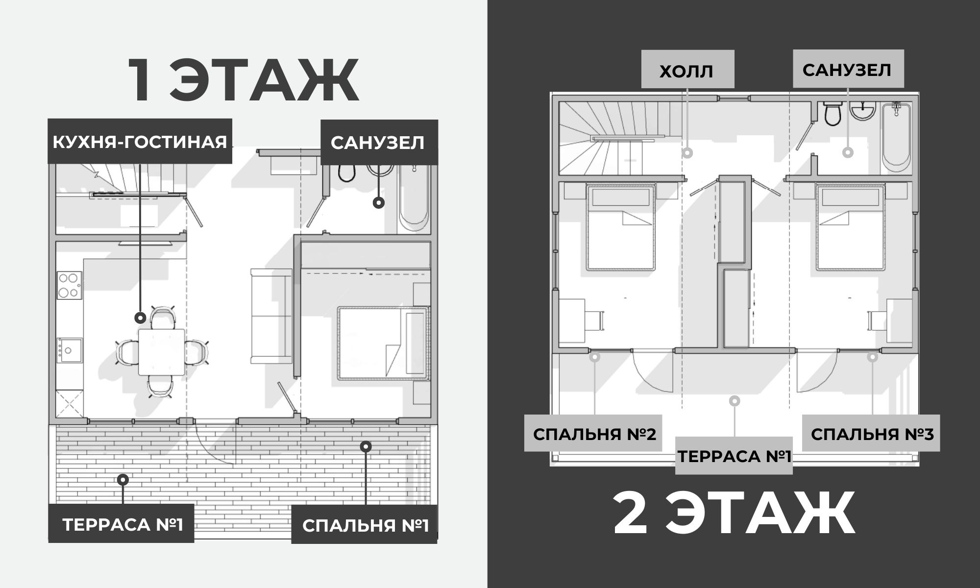 МОНОЛИТНЫЙ ДОМ MODERN 105 ПЛАНИРОВКА