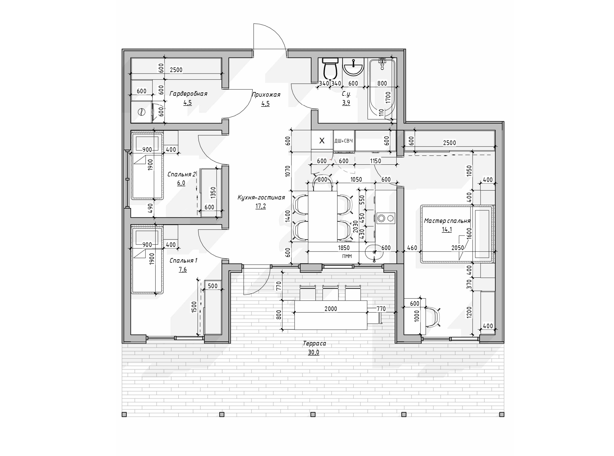 Планировка каркасного дома Comfort с пристройкой