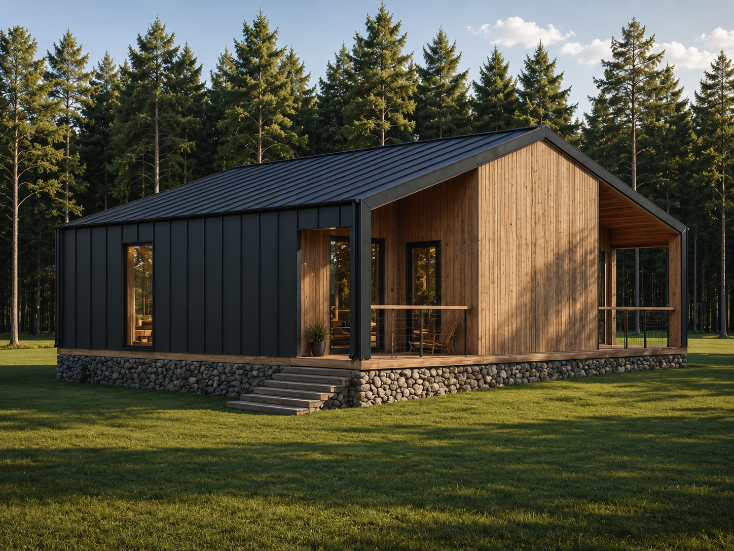 рендер каркасного дома barn