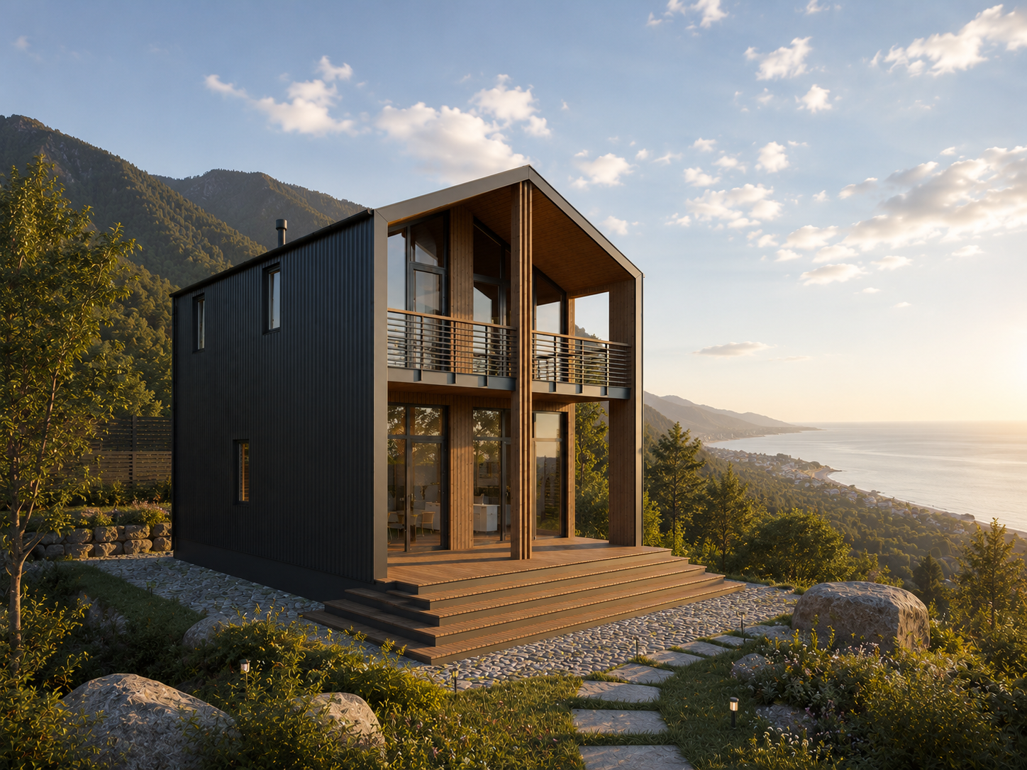 рендер каркасного дома Barn house барн хаус