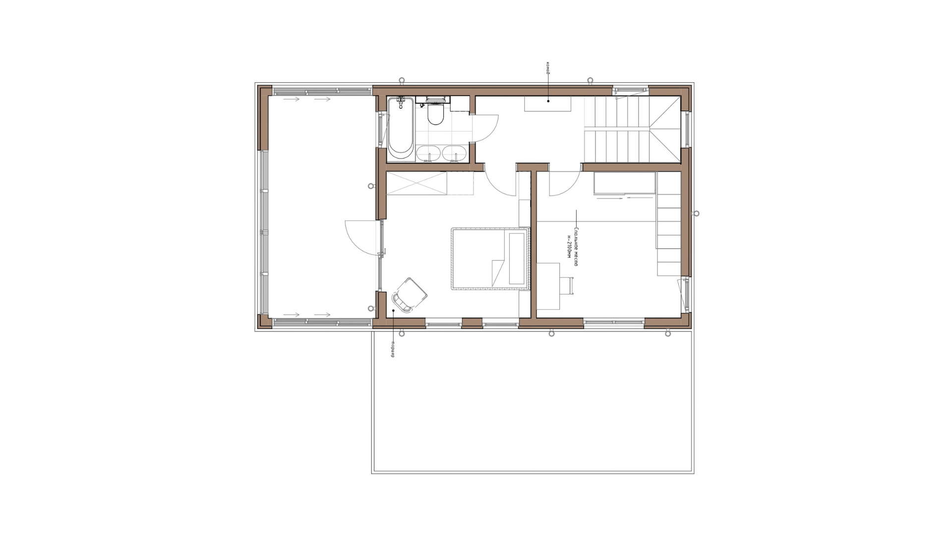 МОНОЛИТНЫЙ ДОМ MODERN 110 ПЛАНИРОВКА 