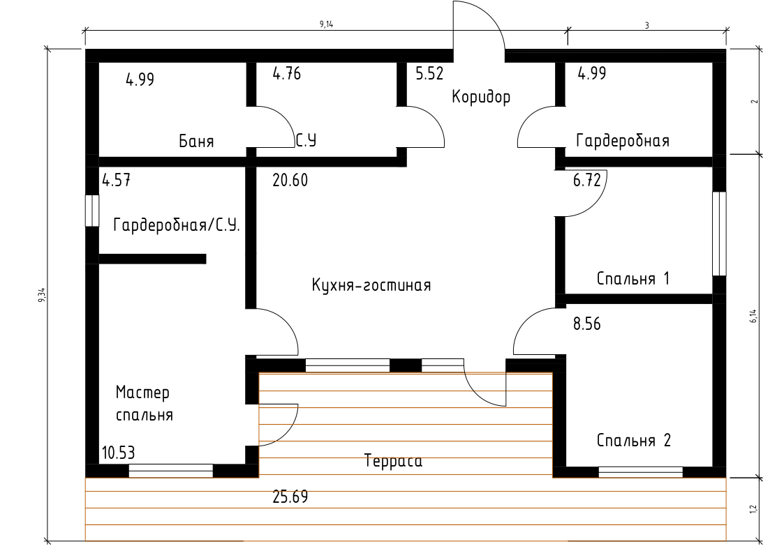 Планировка каркасного дома comfort 96